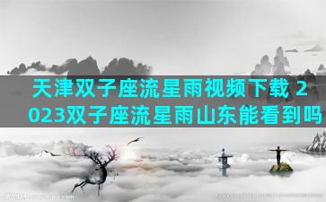 天津双子座流星雨视频下载 2023双子座流星雨山东能看到吗